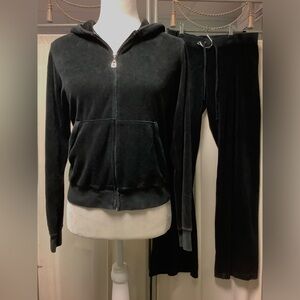 Juicy Couture Terry Pants 32 x 31 Zip Up Crop Hoodie Tracksuit